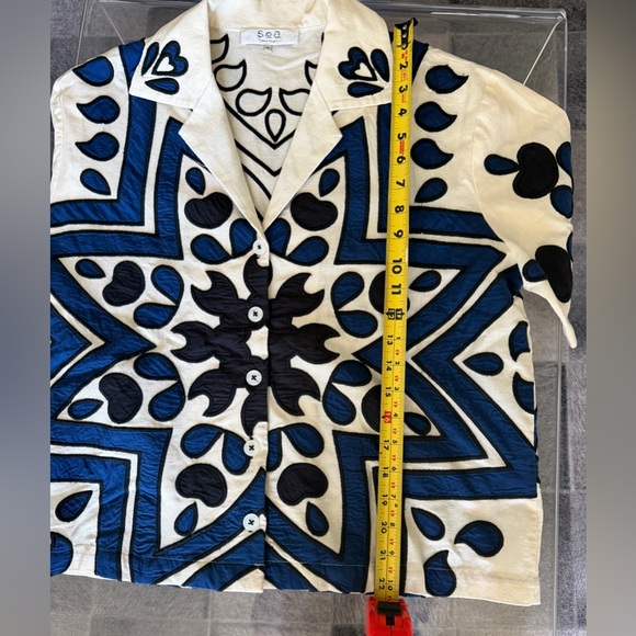 NWOT - Sea NY - Kaia Kaleidoscope Appliqué Short Sleeve Top - Navy - Small - Picture 8 of 8